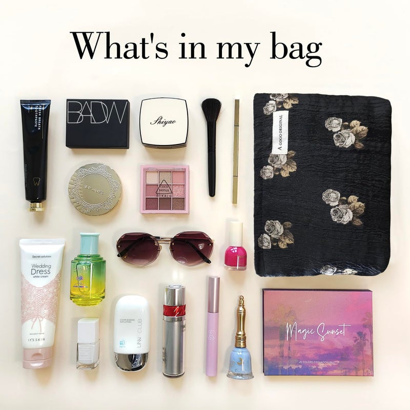 STARDW Aesthetic Floral Makeup Bag Cute Small Cosmetic Bags for Women Girls  Travel Toiletry Bag Large Capacity Zipper Makeup Pouch  Purse Organizer Pouches (Rose Vintage) - Image 4